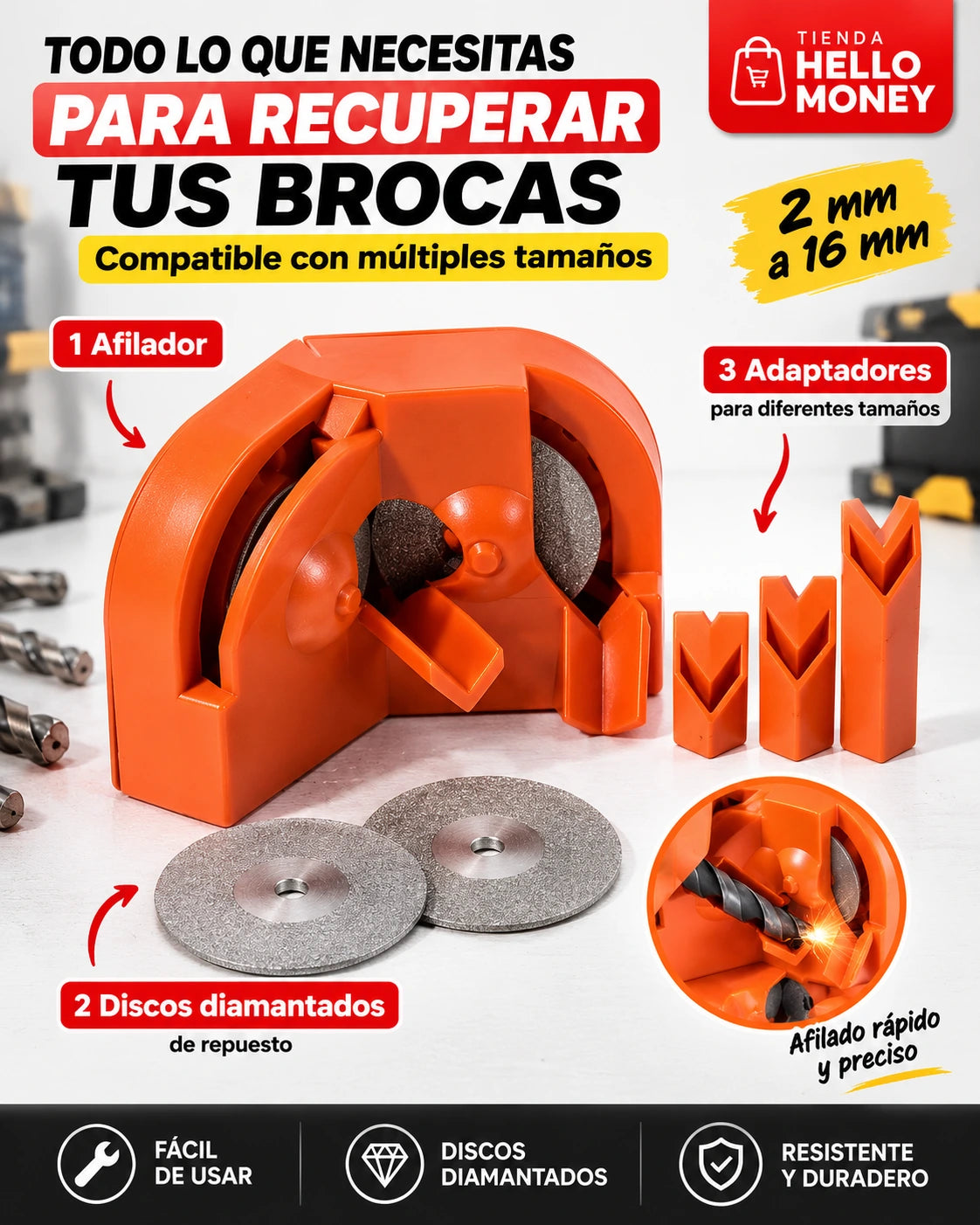 DrillSharp Pro™ Afilador diamantado para brocas