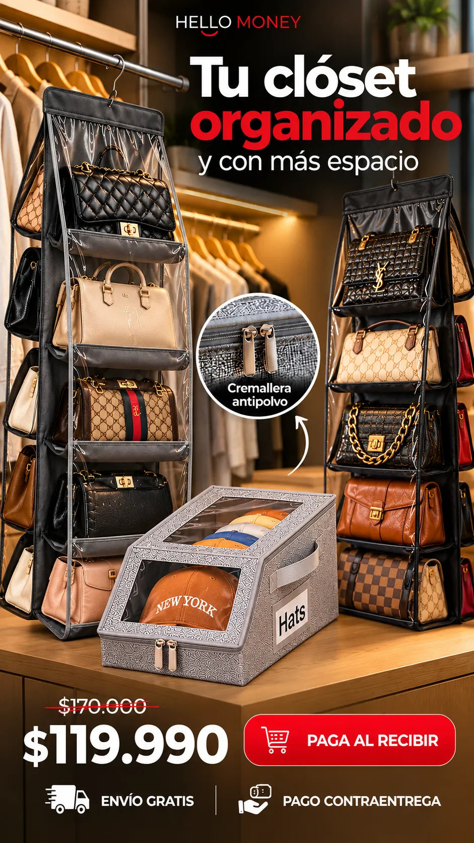 Combo Organizador de Gorras y Bolsos