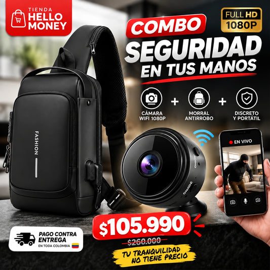 COMBO MOCHILA ANTIRROBO + MINI CAMARA WIFI - PRO IN
